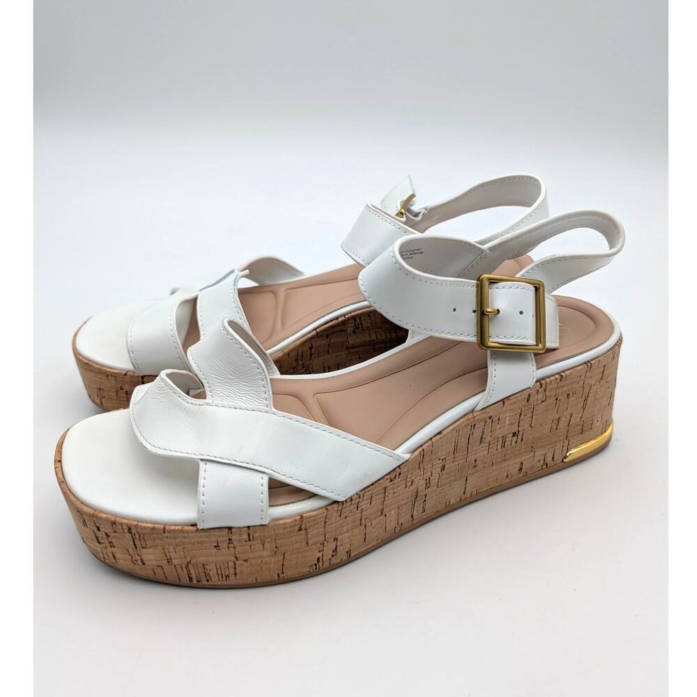 Franco Sarto Tilly Platform Wedge Sandals Womens White Leather Size US8.5M EU39